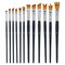 U.S. Art Supply 12 Piece Special Effects Artist Paint Brush Set - Taklon Synthetic FX Brushes, Ribbon, Muti-Liner, Angular - Watercolor, Acrylic, Oil